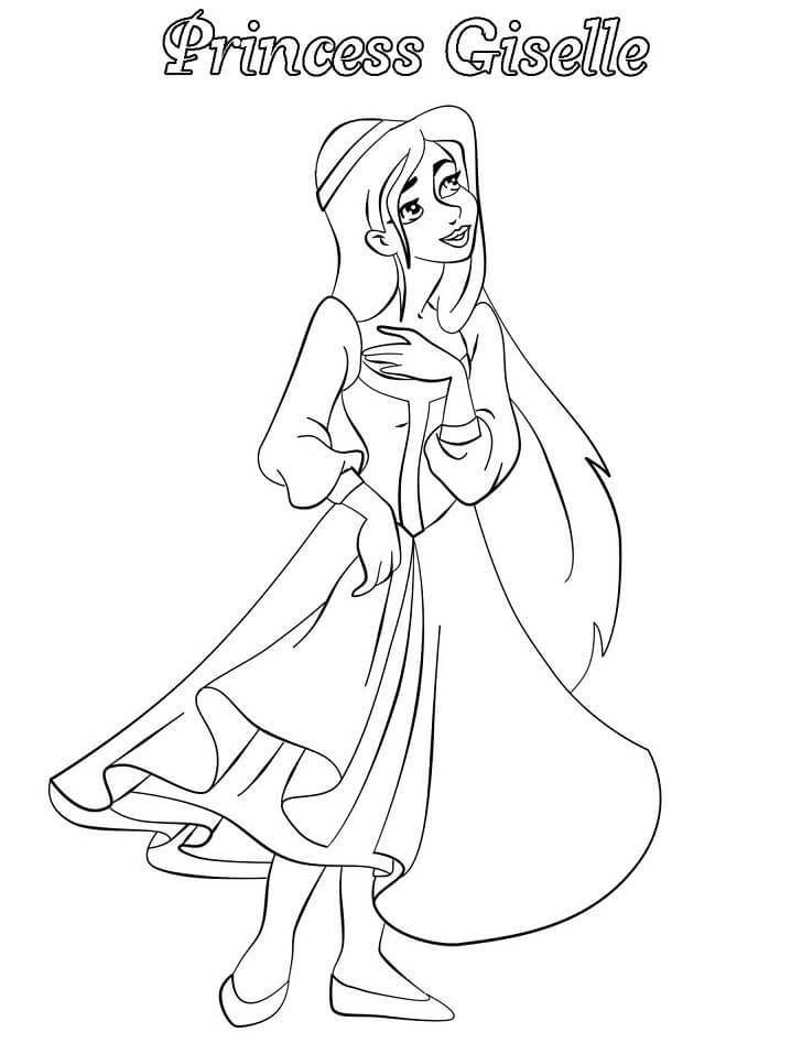 dibujo princesa giselle para imprimir y pintar