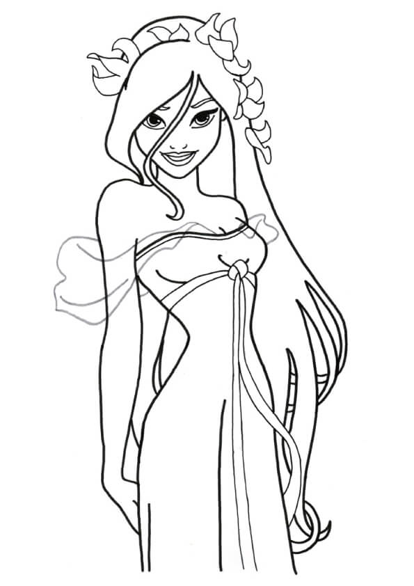 dibujo princesa giselle sonriendo para imprimir y colorear