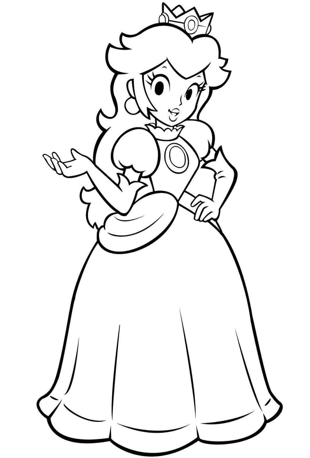 dibujo princesa peach basica para imprimir y colorear