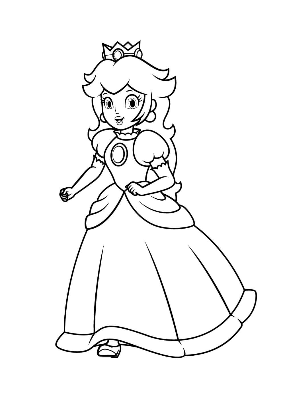 dibujo princesa peach corriendo para imprimir y colorear