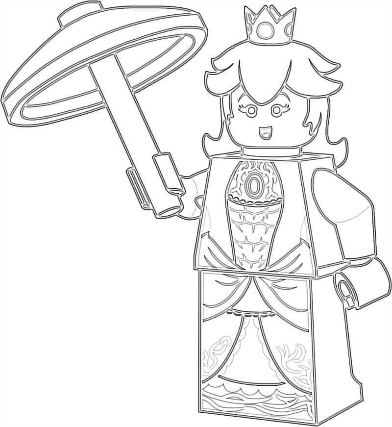 dibujo princesa peach de lego para imprimir y colorear