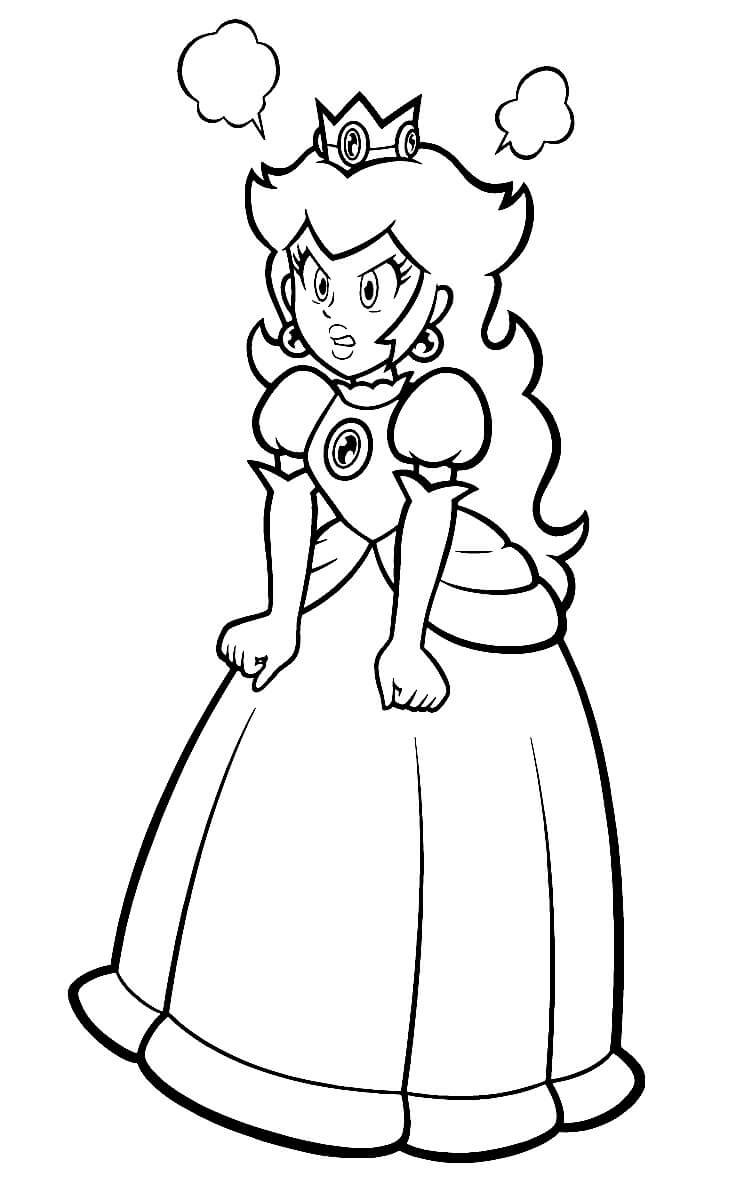 dibujo princesa peach enojada para imprimir y colorear