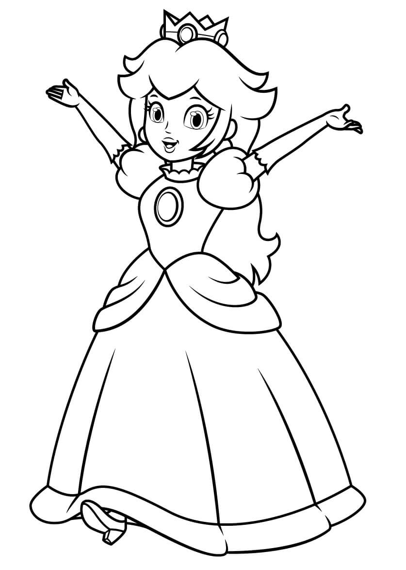 dibujo princesa peach normal para imprimir y colorear