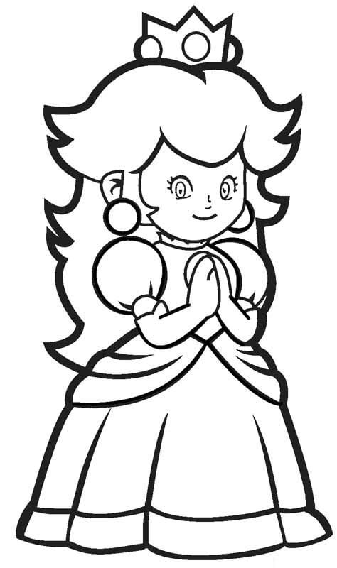 dibujo princesa peach sonriente para imprimir y colorear