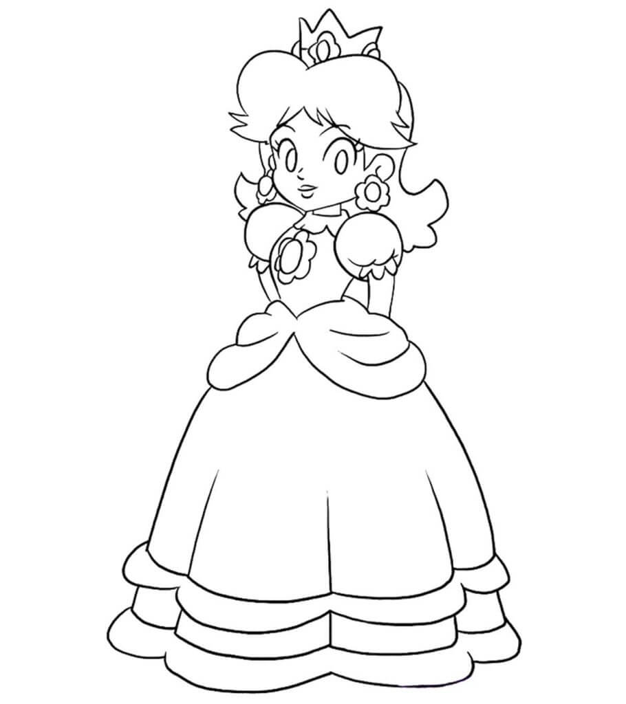 dibujo princesa peach timida para imprimir y colorear