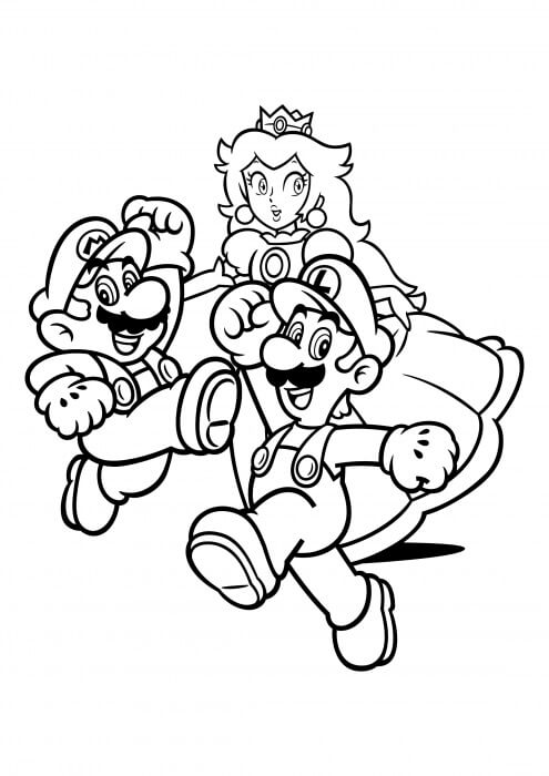dibujo princesa peach y sus amigos para imprimir y colorear