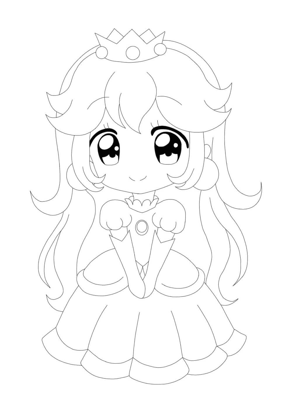 dibujo sonriente princesa peach anime para imprimir y colorear