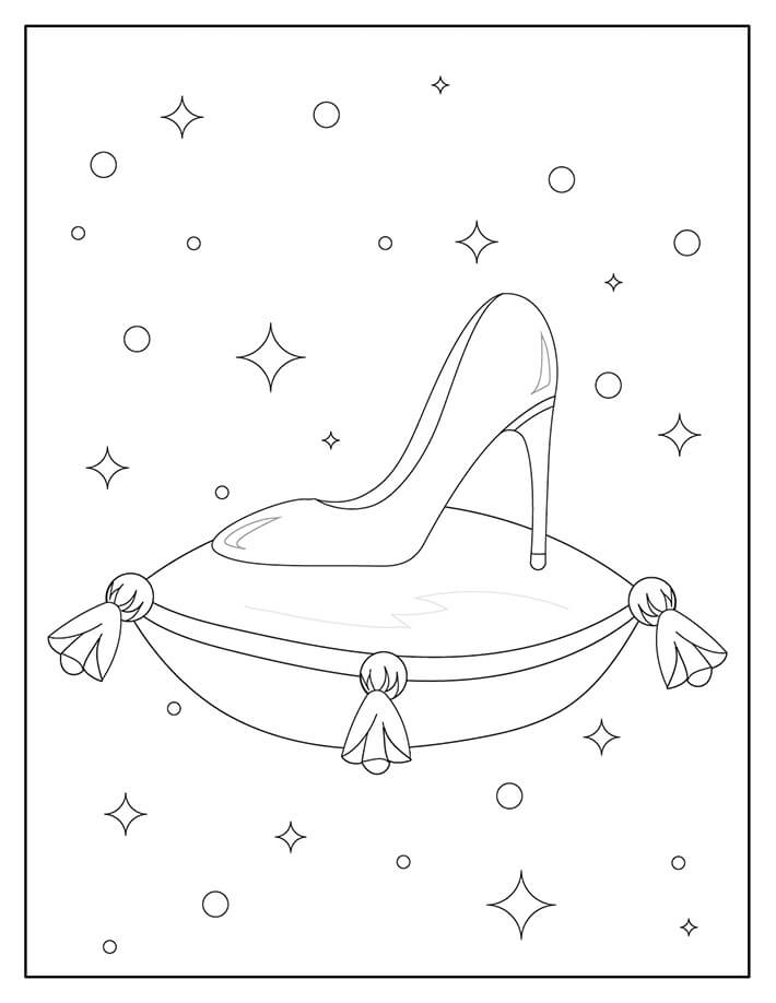 dibujo zapato de cenicienta para imprimir y colorear