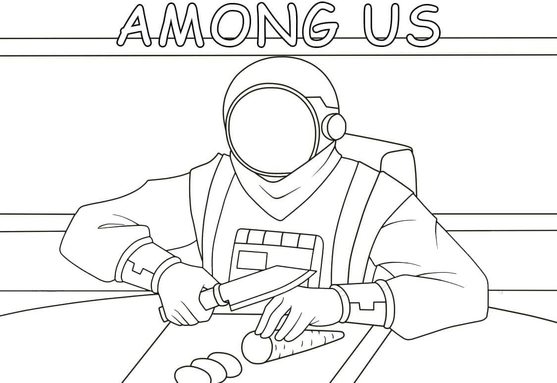 dibujo among us cocinando imprimir y colorear