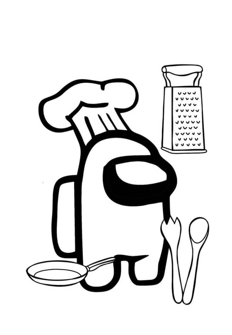 dibujo among us cocinero imprimir y colorear