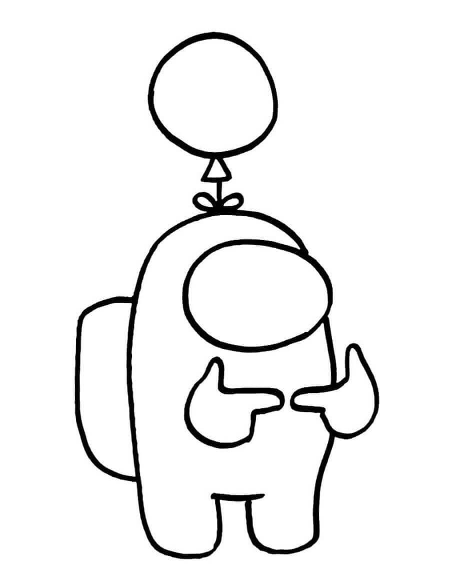 dibujo among us con globo imprimir y colorear