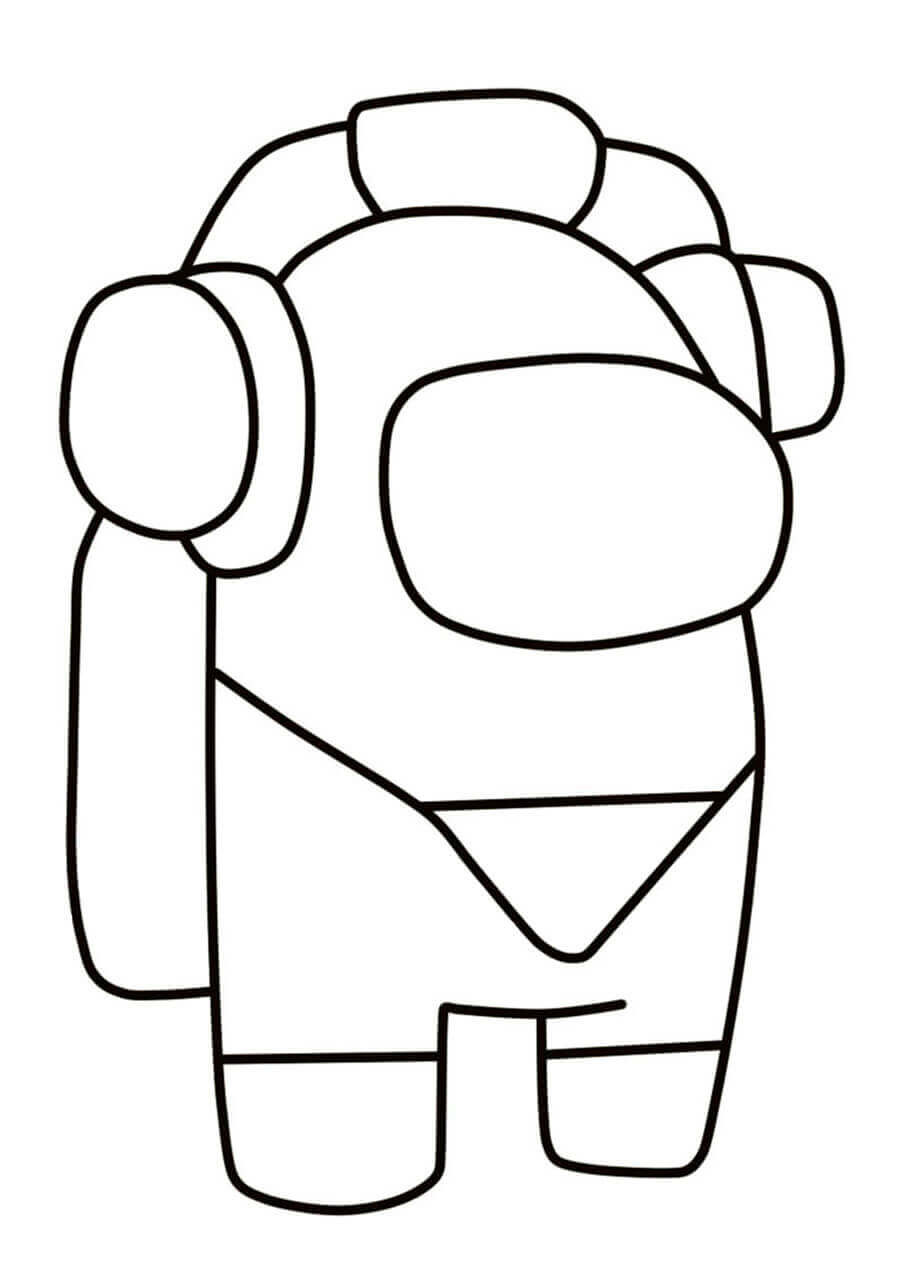 dibujo among us escuchando musica imprimir y colorear