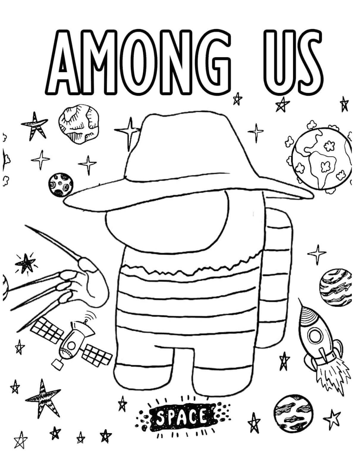 dibujo among us freddy krueger imprimir y colorear
