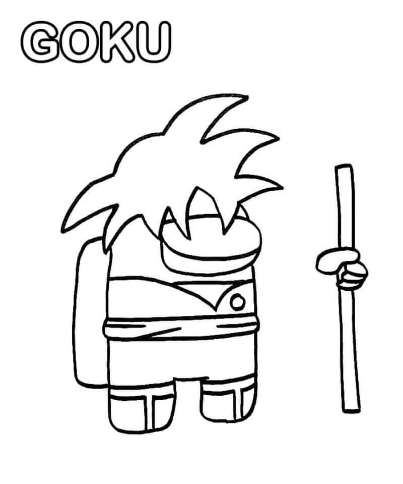 dibujo among us goku imprimir y colorear