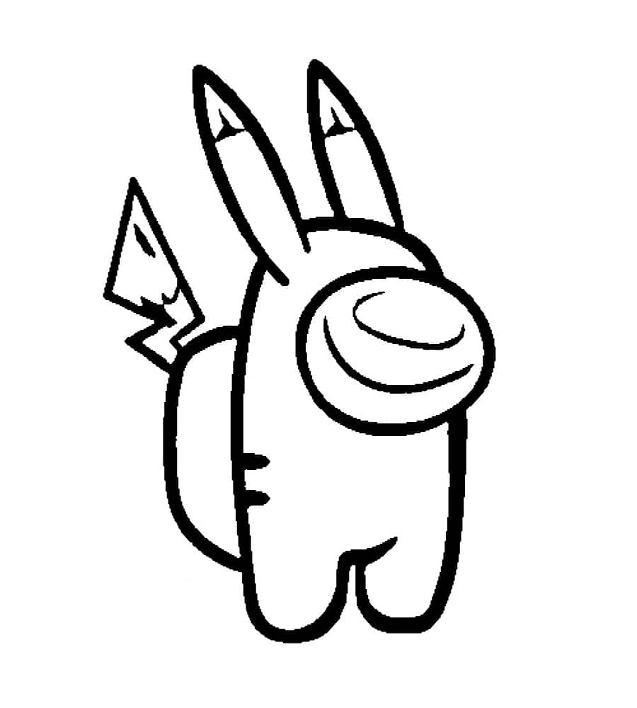 dibujo among us pikachu imprimir y colorear