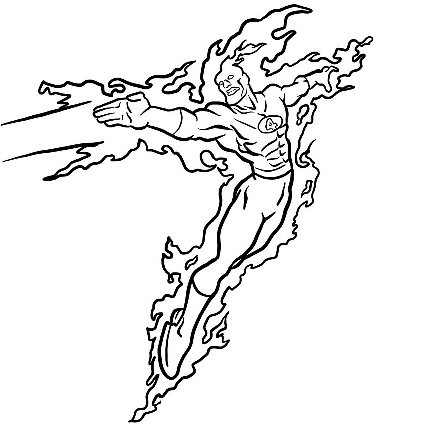 dibujo antorcha humana para imprimir y colorear