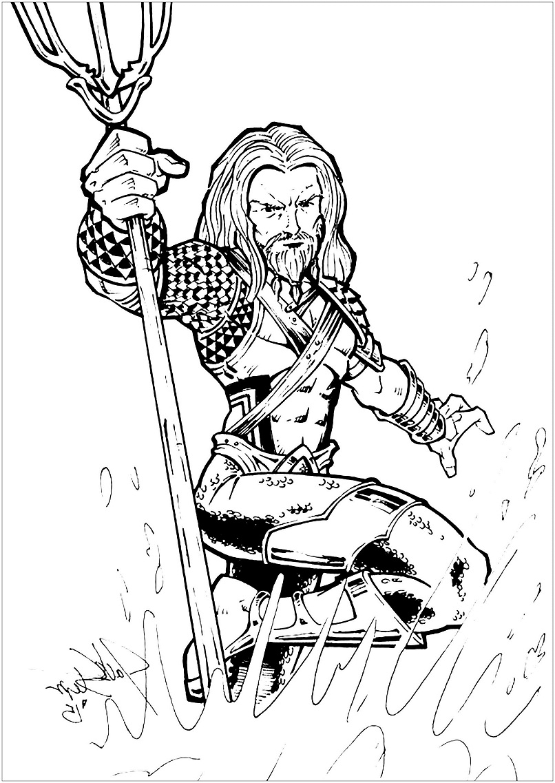 dibujo aquaman en la pelicula para imprimir y colorear