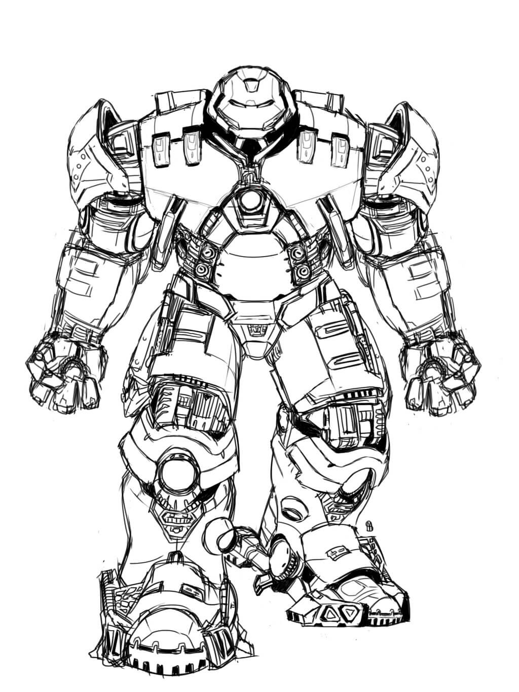 dibujo armadura hulkbuster para imprimir y colorear