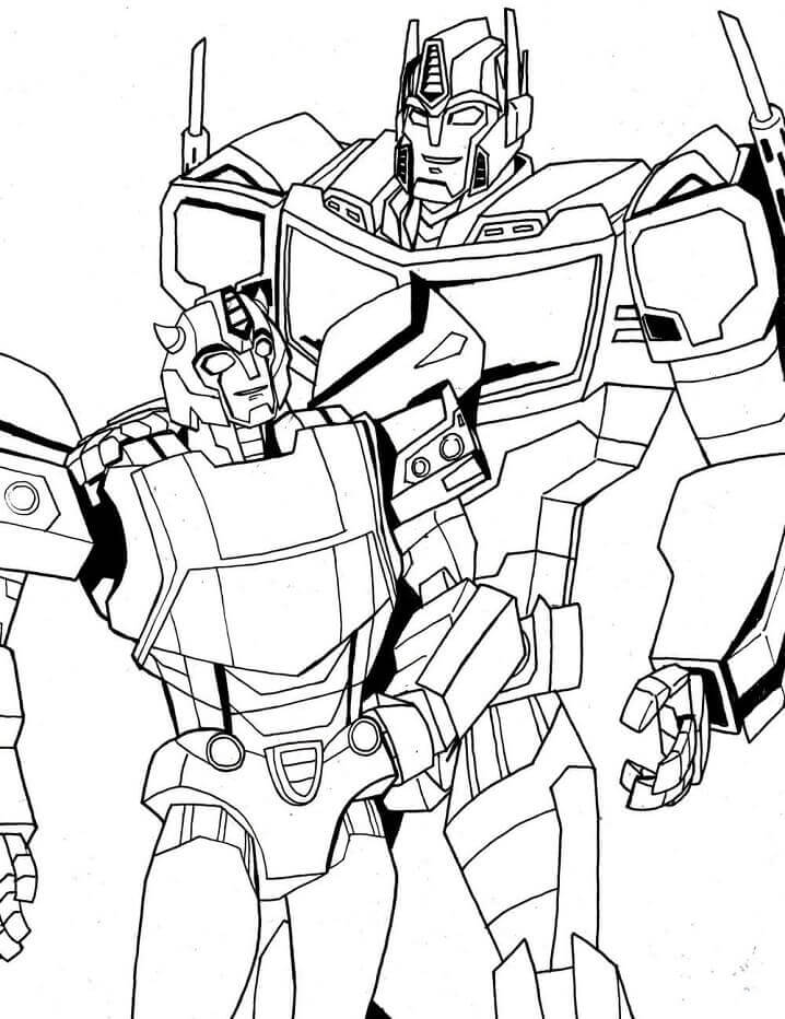 dibujo bumblebee y optimus para imprimir y colorear