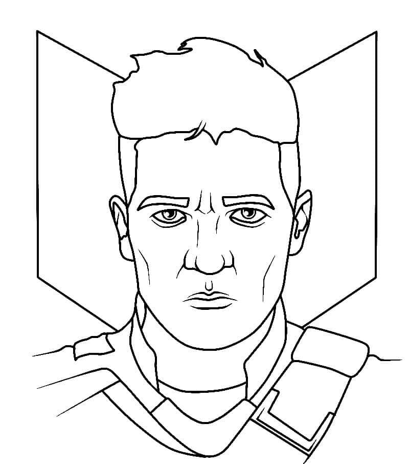 dibujo cara hawkeye para imprimir y colorear
