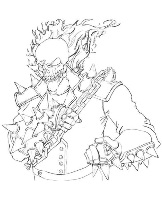 dibujo cara jinete fantasma para imprimir y colorear