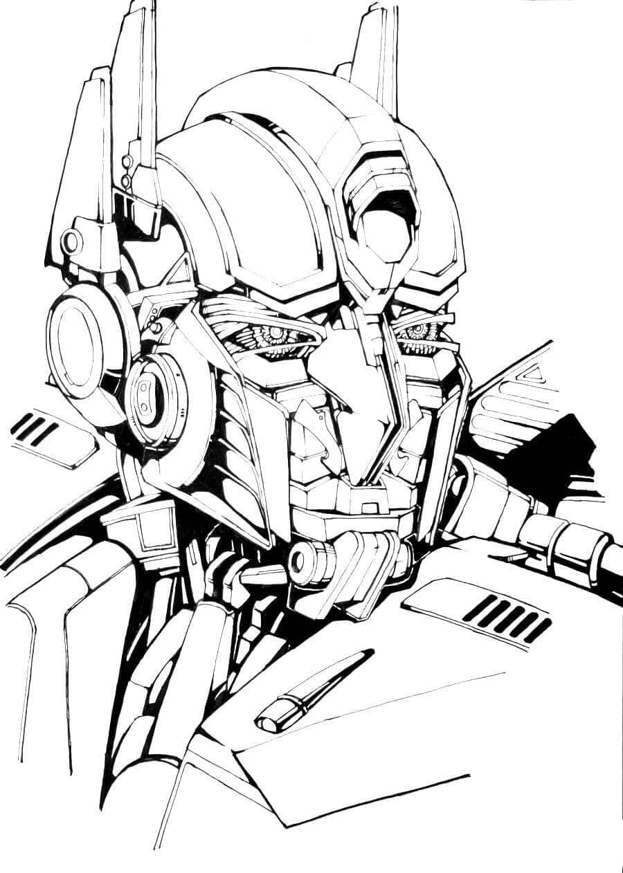 dibujo cara optimus para imprimir y colorear