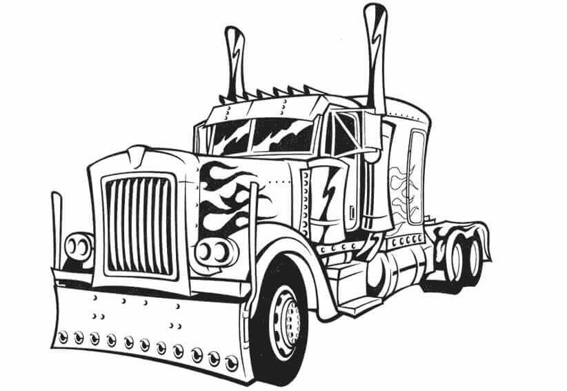 dibujo coche optimus para imprimir y colorear