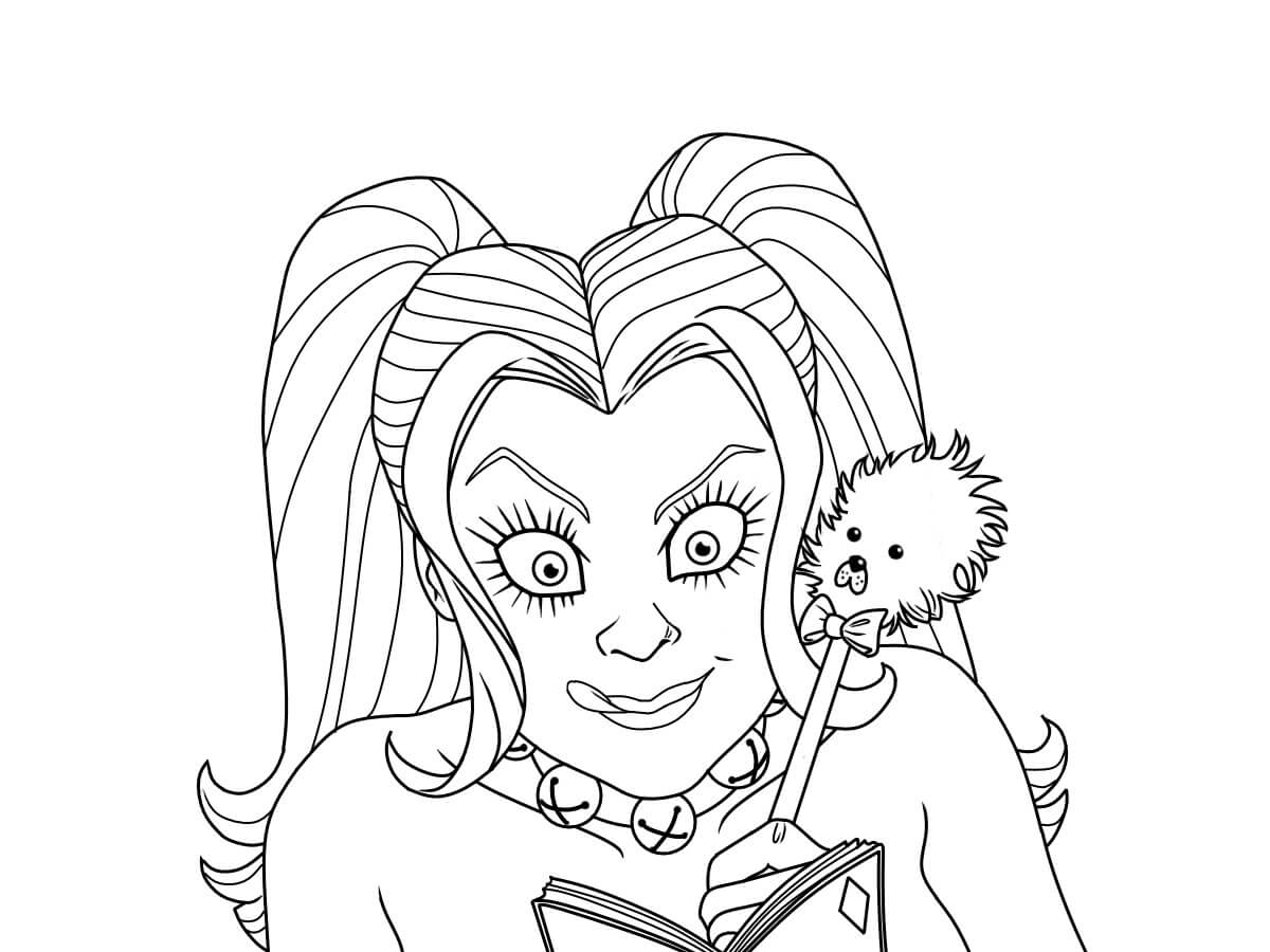 dibujo divertida harley quinn para imprimir y colorear