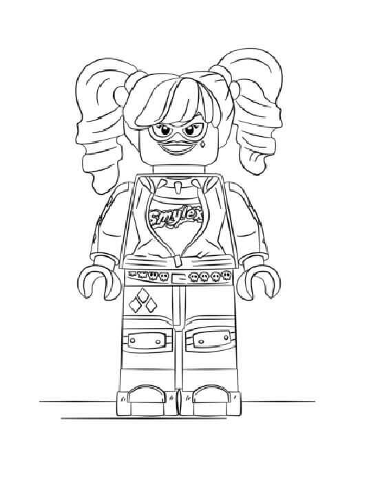 dibujo divertida lego harley quinn para imprimir y colorear