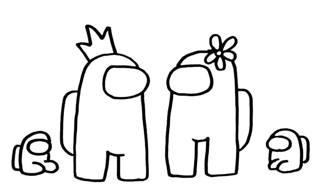 dibujo familia among us imprimir y colorear