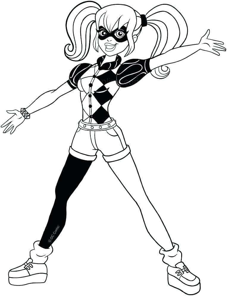 dibujo feliz harley quinn para imprimir y colorear