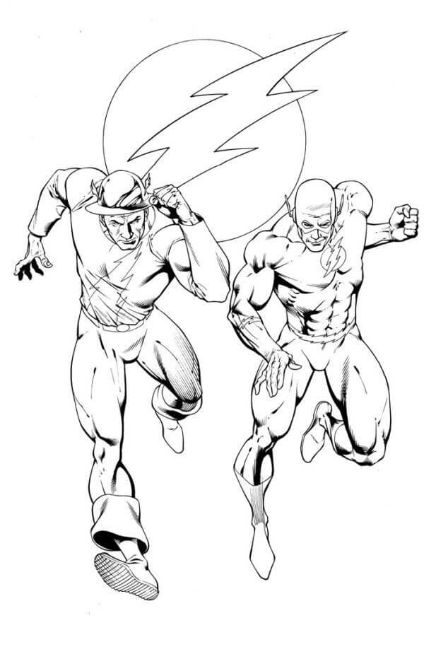 dibujo flash y amigo corriendo para imprimir y colorear
