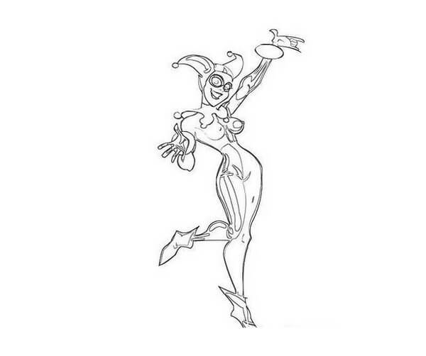 dibujo harley quinn basica para imprimir y colorear