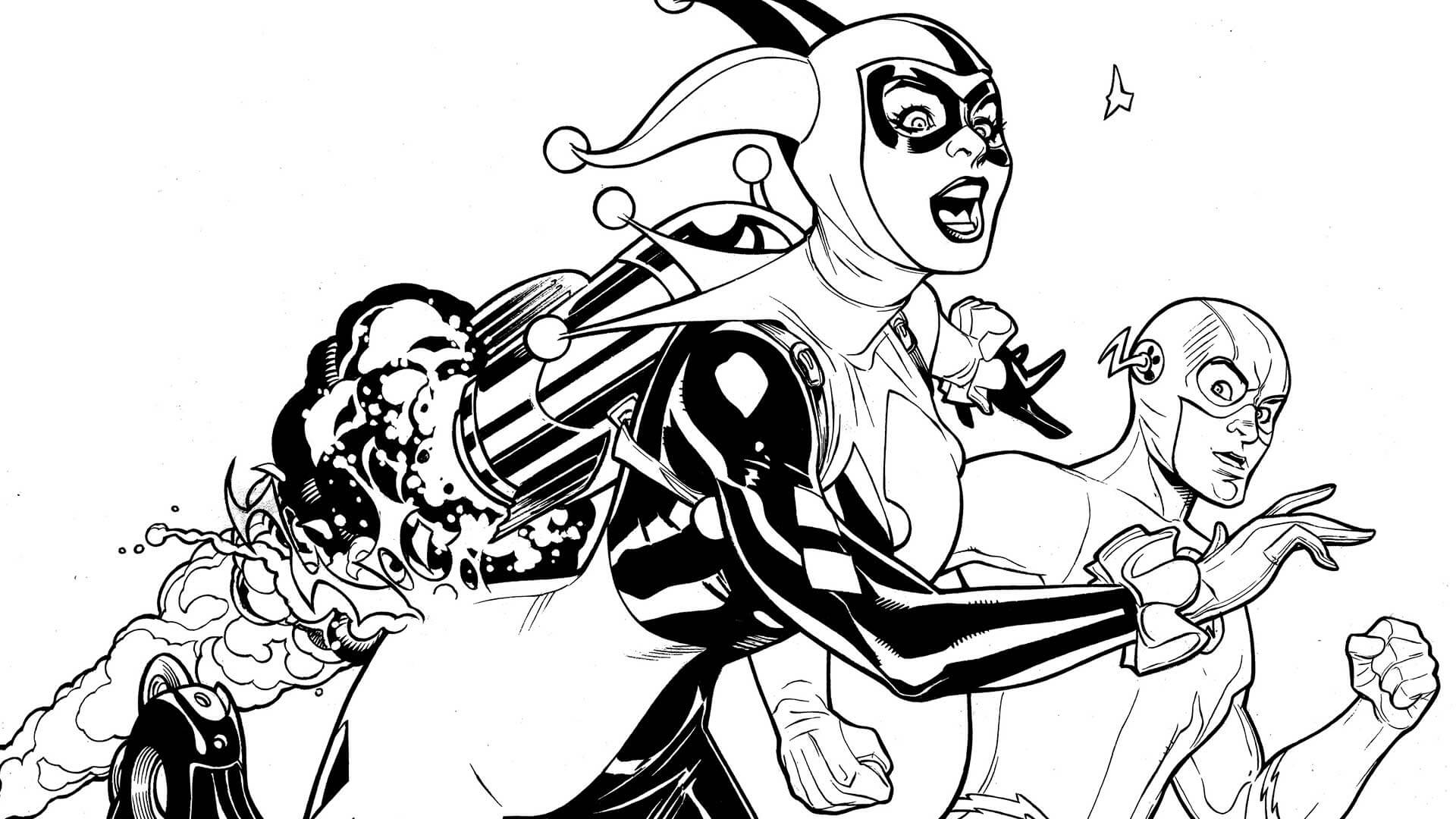 dibujo harley quinn y amigos para imprimir y colorear