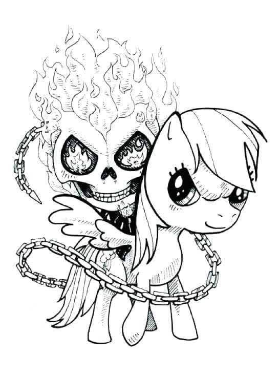 dibujo hermoso fantasma jinete para imprimir y colorear