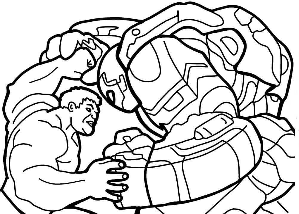 dibujo hulkbuster contra hulk para imprimir y colorear
