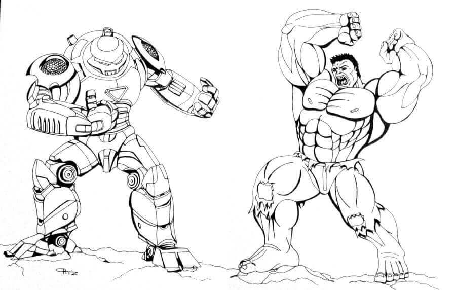 dibujo hulkbuster vs hulk 2 para imprimir y colorear