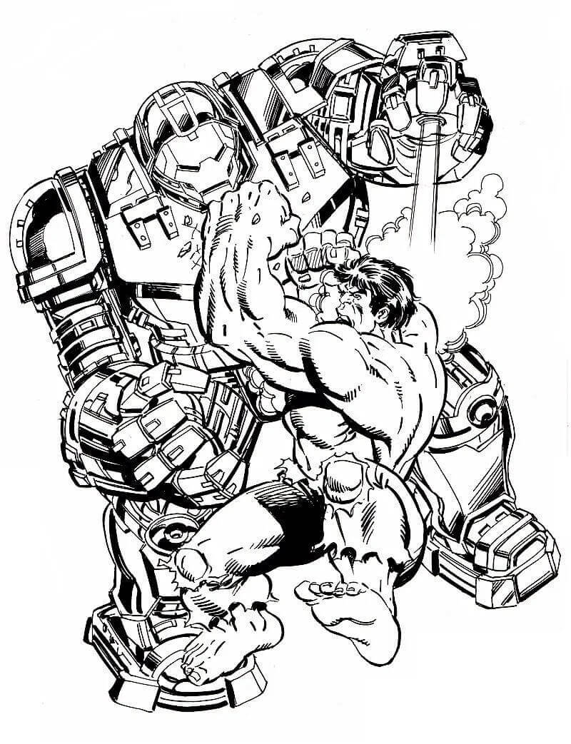 dibujo hulkbuster vs hulk 4 para imprimir y colorear