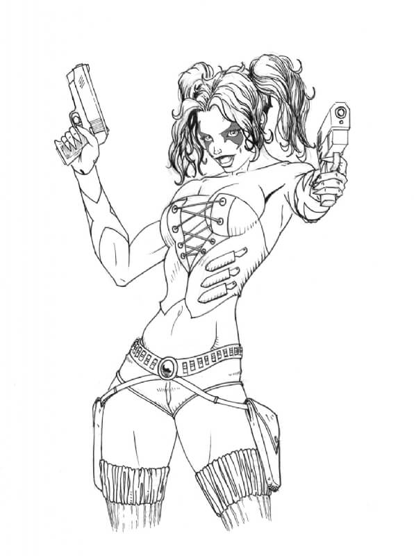 dibujo impresionante harley quinn para imprimir y colorear