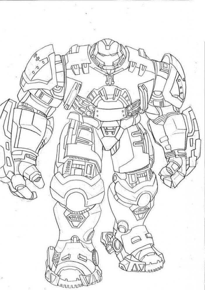 dibujo impresionante hulkbuster para imprimir y colorear