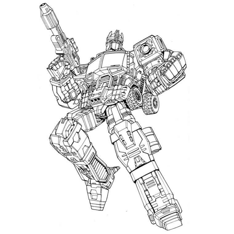 dibujo increible optimus prime para imprimir y colorear