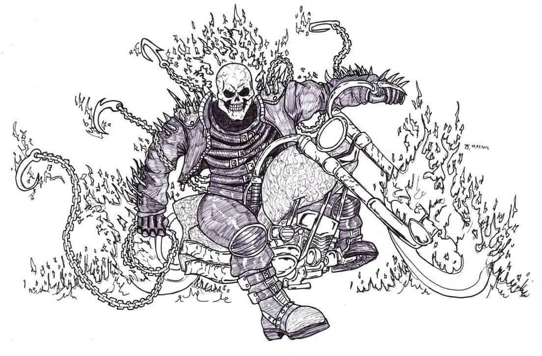 dibujo jinete fantasma imprimible para imprimir y colorear