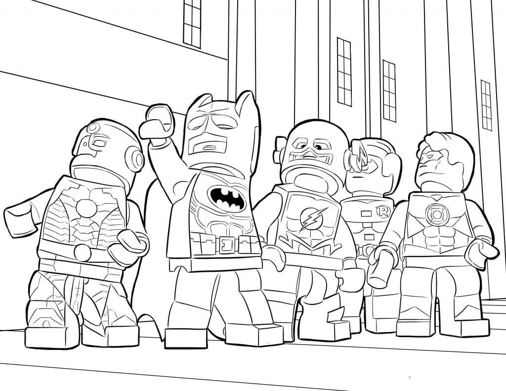 dibujo lego flash y amigos para imprimir y colorear