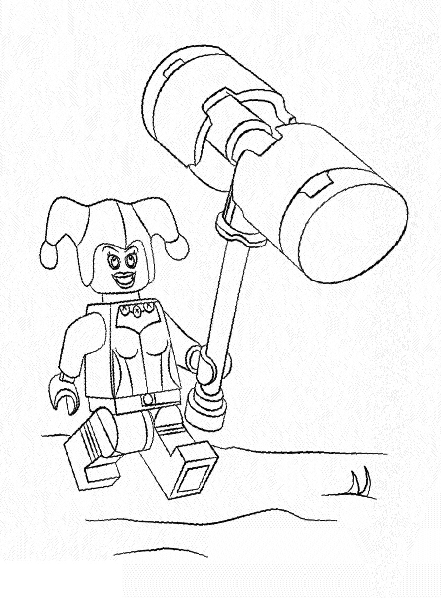 dibujo lego harley quinn con martillo para imprimir y colorear