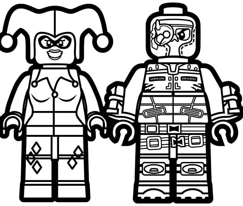 dibujo lego harley quinn y amigo para imprimir y colorear