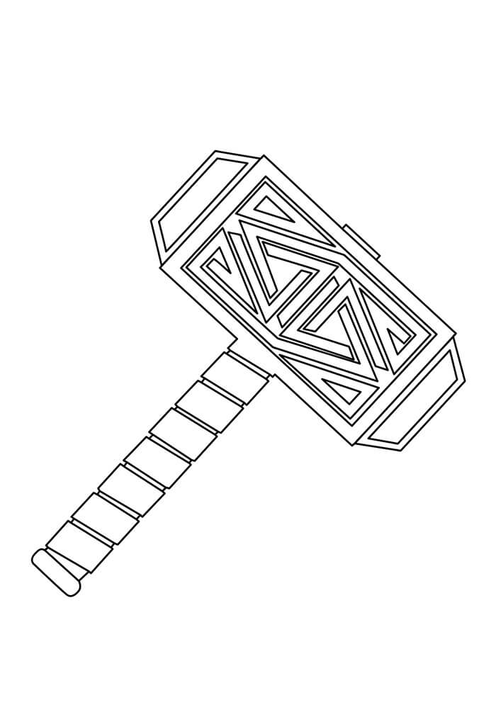 dibujo martillo de thor para imprimir y colorear