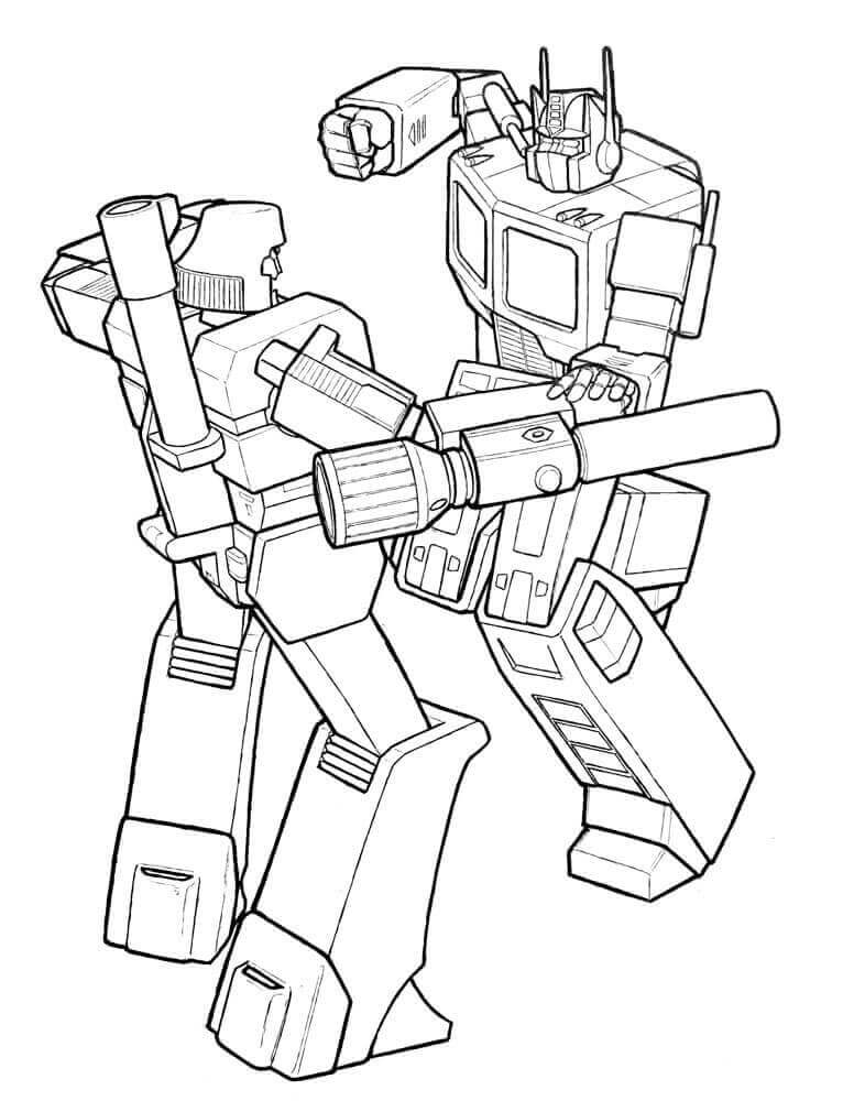 dibujo megatron y optimus prime para imprimir y colorear