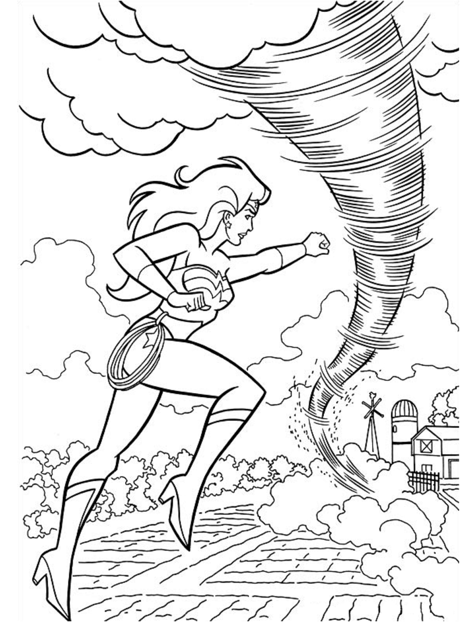 dibujo mujer maravilla con mariposa para imprimir y colorear