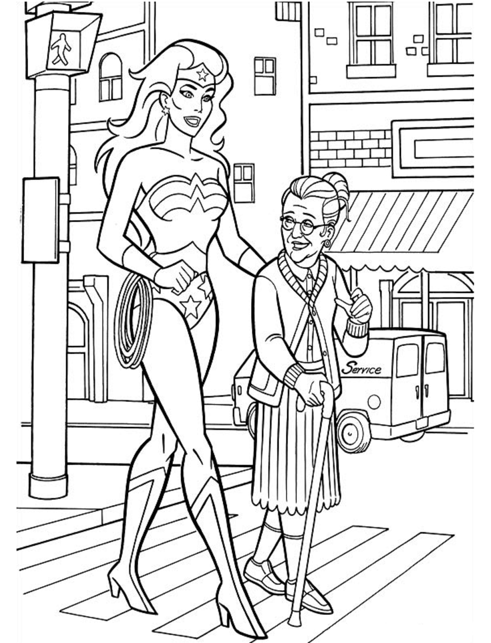 dibujo mujer maravilla lucha para imprimir y colorear