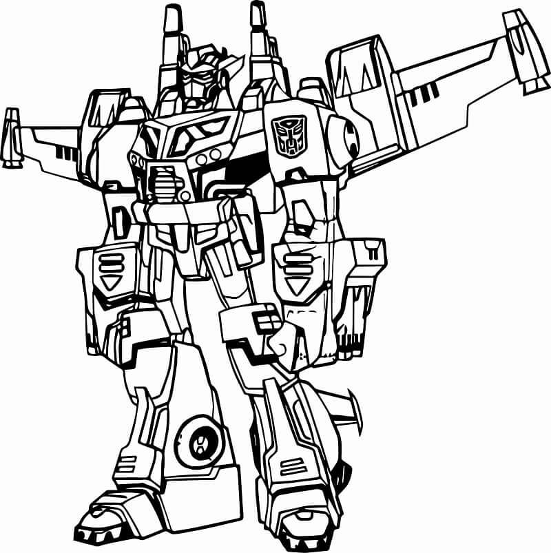 dibujo optimus con sistema de vuelo para imprimir y colorear